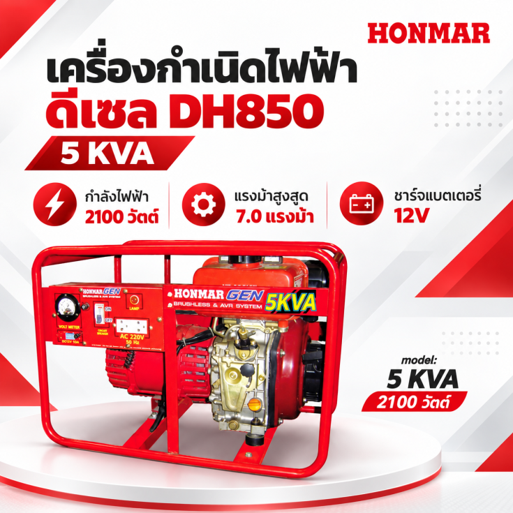 เครื่องกำเนิดไฟฟ้าดีเซล HONMAR 5KVA